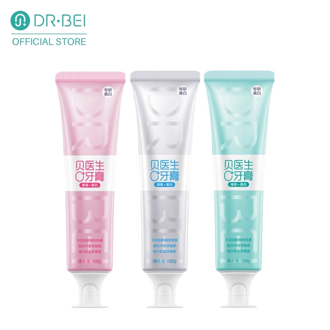 DR.BEI 0+ Whitening Toothpaste, 100g DR·BEI 0+ Whitening Toothpaste Pearly White for a Wide and Confident Smile Safe and Effective