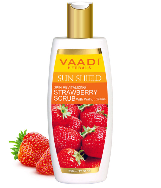 Organic Strawberry Scrub Moisturising Lotion with Walnut Grains- Lightens Skin Tone - Reduces Pigmentation _ Removes Dead Cells (350 ml/ 12 fl oz)