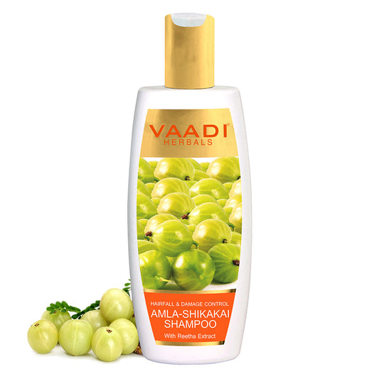 Hairfall & Damage Control amla shikakal Organic Shampoo (Indian Gooseberry Extract) - Promotes Hair Growth Adds Shine to Hair (350 ml/12 fl oz)