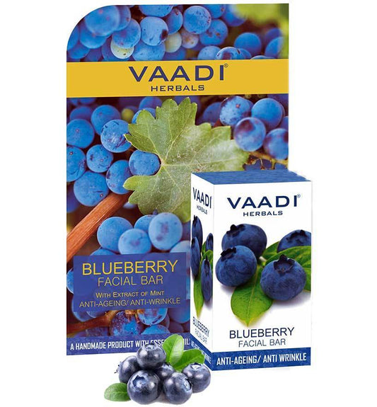 Organic Blueberry Facial Bar with Mint Extract & Olive Oil - Prevents Wrinkles Makes Skin Youthful (25 gms/0.9 oz)