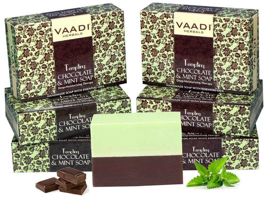 Tempting Organic Chocolate & Mint Soap - Deep Moisturising - Releives Irritated Skin (6 x 75 gms / 2.7 oz)