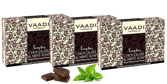 Tempting Organic Chocolate & Mint Soap - Deep Moisturising - Releives Irritated Skin (3 x  75 gms / 2.7 oz)
