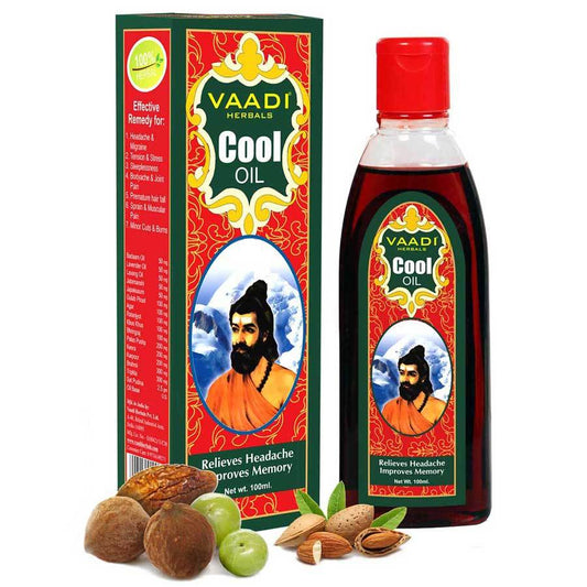 Organic Triphla Almond Cool Oil - Relieves Headache & Muscle Pain - Prevents Hairfall  Strengthens Hair and Body (100ml/3.5 fl oz)
