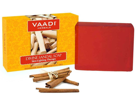 Organic Divine Sandal Soap with Saffron & Turmeric - Skin Lightening Therapy Lightens Tan & Blemishes (75 gms / 2.7 oz)