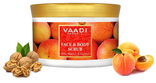 Organic Face & Body Scrub with Walnut & Apricot - Exfoliates & Unclogs Pores Keeps Skin Youthful ( 500 gms / 17.7 oz)