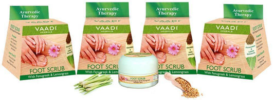Organic Foot Scrub with Fenugreek & Lemongrass Oil - Therapeutic Exfoliates - Rejuvenates Damaged Skin _ Softens Skin (4 x 30 gms / 1.1 oz)