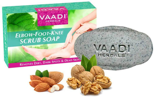 Organic Elbow Foot Knee Scrub Soap with Almond & Walnut - Removes Dead Skin Makes Skin Soft (75 gms / 2.7 oz)