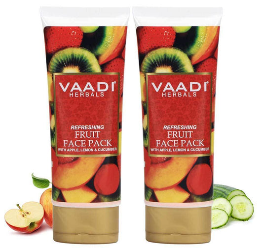 Refreshing Organic Fruit Face Pack with Apple, Lemon & Cucumber - Protects & Revitalizes Skin  (2 x 120 gms/ 4.3 oz)