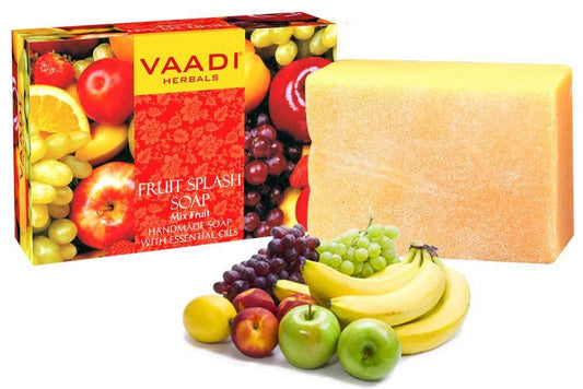 Organic Fruit Splash Soap with Orange, Peach, Lemon & Green Apple - Multivitamin Rich Keeps Skin Nourished (75 gms/2.7 oz)