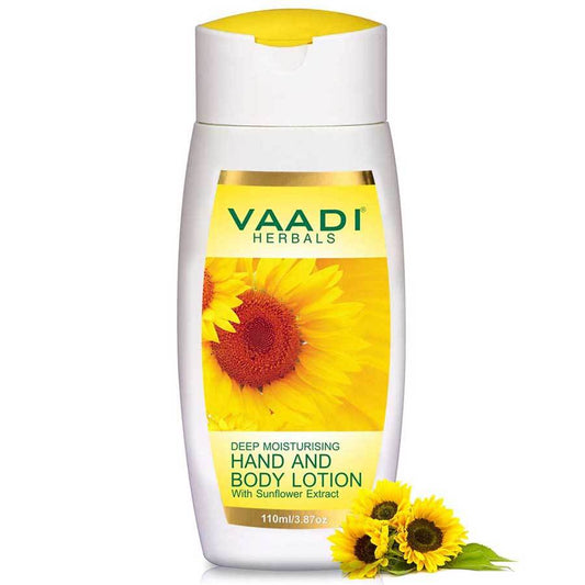 Organic Hand & Body Lotion with Sunflower Extract - Enhances Water Retention in Skin Keeps Skin Soft (110 ml/4 fl oz)