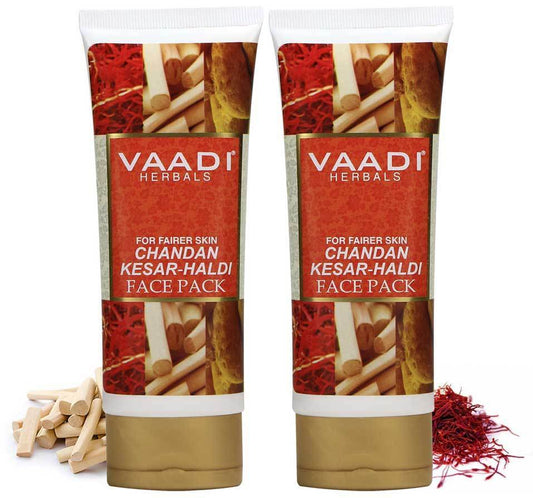 Organic Saffron Sandalwood Fairness Face Pack - Removes Marks and Lightens Skin Tone - Repairs and Protects Skin (2 x 120 gms/ 4.3 oz)