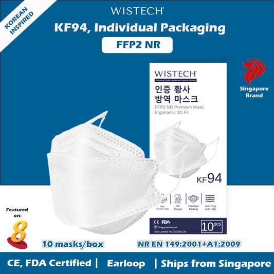 Wistech KF94, Indivudual Packaging Mask. FFP2 NR protection. It is CE, and FDA certified.