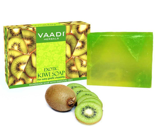Exotic Organic Kiwi Soap with Green Apple Extract - Gently Clears Skin Makes Skin Glowing (75 gms / 2.7 oz)