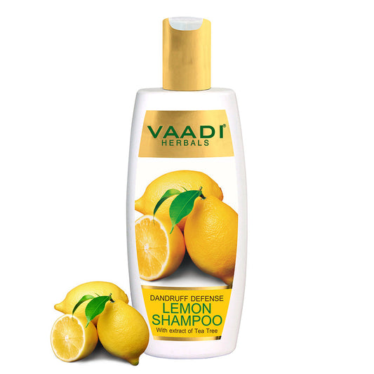 Dandruff Defense Organic Lemon Shampoo with Tea Tree Extract - Disinfects Scalp Prevents Hairfall (350 ml/ 12 fl oz)
