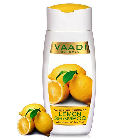 Dandruff Defense Organic Lemon Shampoo with Tea Tree Extract - Disinfects Scalp Prevents Hairfall (110 m/ 4 fl oz)