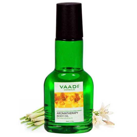 Organic Lemongrass Oil with Lily Extract - Aromatherapy - Strengthens Bones  Relieves Headache Heals Skin (50 ml/1.7 fl oz)