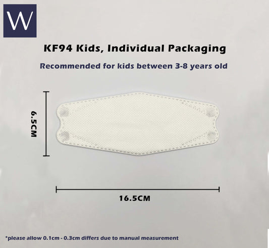 (Black) Wistech KF94 Kids Protective Mask, Individually sealed 10 pcs, FDA CE Approved