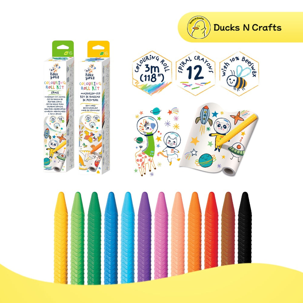 Haku Yoka-Coloring Roll Kit- Dino World and Fantasy Unicorn
