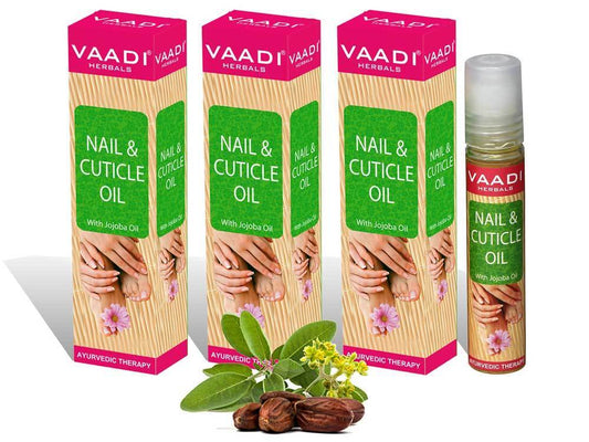 Organic Nail & Cuticle Oil with Jojoba Oil - Heals Redness & Pain - Strengthens Thin & Brittle Nails (3 x 10 ml/ 0.4 fl oz)