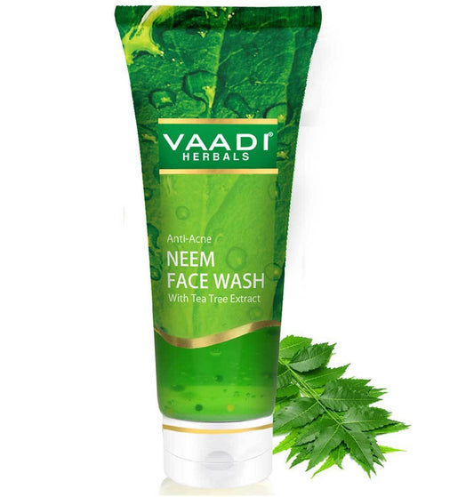 Anti Acne Organic Neem Face Wash with Tea Tree Extract - Controls Acne Heals Skin (60 ml/2.1 fl oz)