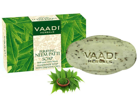 Organic Neem Soap with Pure Neem Leaves - Detoxifies Skin Prevents Skin Breakouts (75 gms / 2.7 oz)