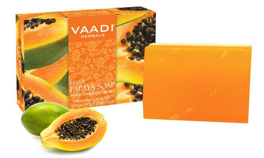 Organic Fresh Papaya Soap - Clears Impurities off Skin Lightens Skin Tone Gives a Natural Glow (75 gms / 2.7 oz)