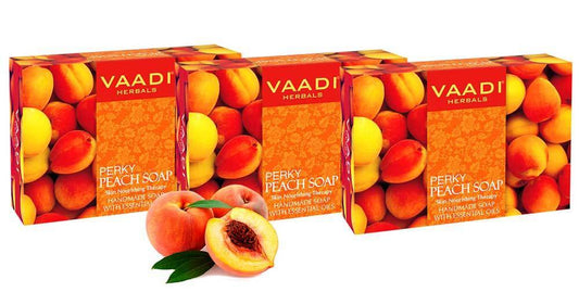 Organic Perky Peach Soap with Almond Oil - Skin Nourishing - Rehydrates (3 x 75 gms / 2.7 oz)