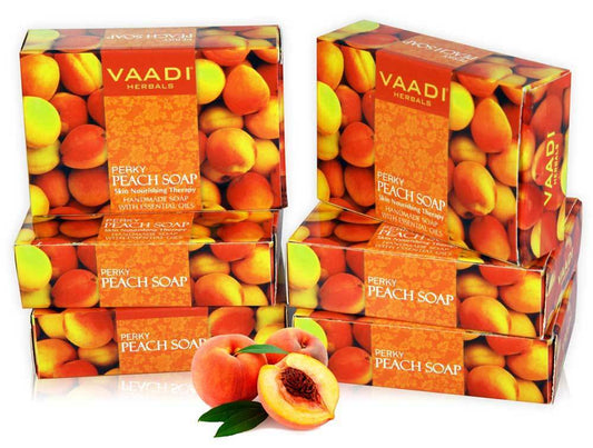 Organic Perky Peach Soap with Almond Oil - Skin Nourishing - Rehydrates (6 x 75 gms / 2.7 oz)