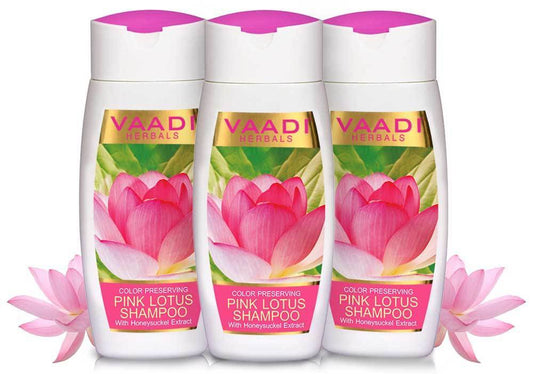 Color Preserving Organic Pink Lotus Shampoo with Honeysuckle Extract - Nourishes Treated Hair Moisturizes Hair (3 x 110ml / 4 fl oz)