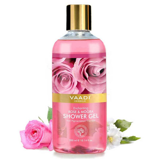 Enchanting Organic Rose & Mogra Shower Gel - Skin Brightening Therapy Lightens Spots & Patches (300 ml / 10.2 fl oz)