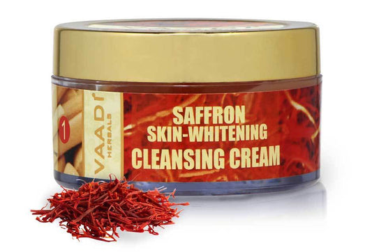 Skin Whitening Organic Saffron Cleansing Cream with Basil Oil & Shea Butter - Improves Complexion Reduces Puffiness, Marks & Spots ( 50 gms/2 oz)