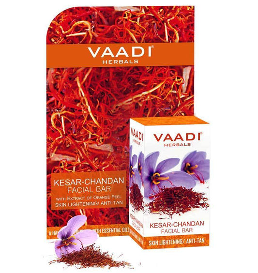 Organic Saffron Sandal Facial Bar with Orange Peel Extract - Lightens Marks Makes Skin Flawless (25 gms/0.9 oz)
