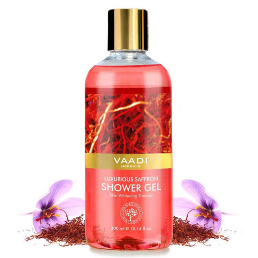 Luxurious Organic Saffron Shower Gel - Skin Lightening Therapy Reduces Pigmentation Marks (300 ml / 10.2 fl oz)