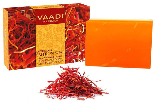 Luxurious Organic Saffron Soap - Skin Whitening Therapy Evens Skin Tone Lightens Marks ( 75 gms / 2.7 oz)