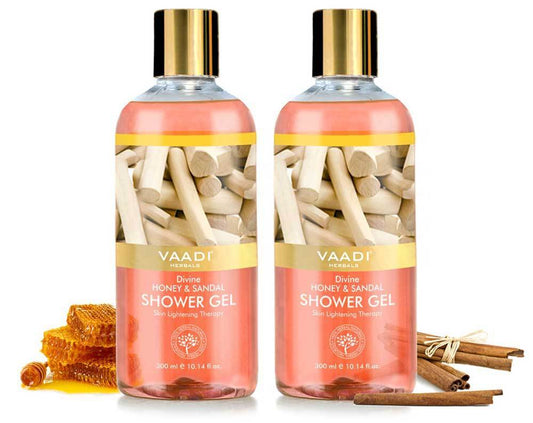 Organic Divine Honey & Sandal Shower Gel- Skin Toning Therapy - Makes Skin Flawless (2 x 300 ml / 10.2 fl oz)