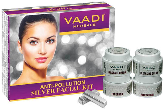 Anti Pollution Organic Silver Facial Kit with Pure Silver Dust, Rosemary and Lavender Oil, Sandalwood Paste - Cleanses and Moisturises Skin (70 gms/2.5 oz)