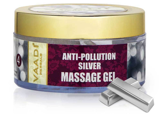Organic Silver Massage Gel with Pure Silver Dust & Sandalwood Oil - Deep Cleanses Skin - Keeps Skin Soft (50 gms/ 2oz)