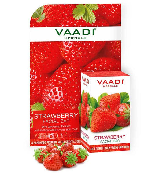 Organic Strawberry Facial Bar with Grapeseed Extract - Anti Ageing Reduces Pigmentation (25 gms/0.9 oz)