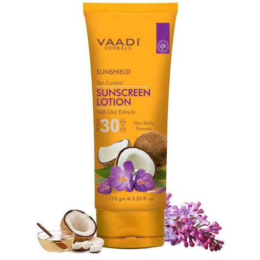 Organic Sunscreen Lotion SPF 30 wth Lilac Extract - Anti oxidant Rich Long Lasting Protects from Sun Tan (110 ml / 4 fl oz)