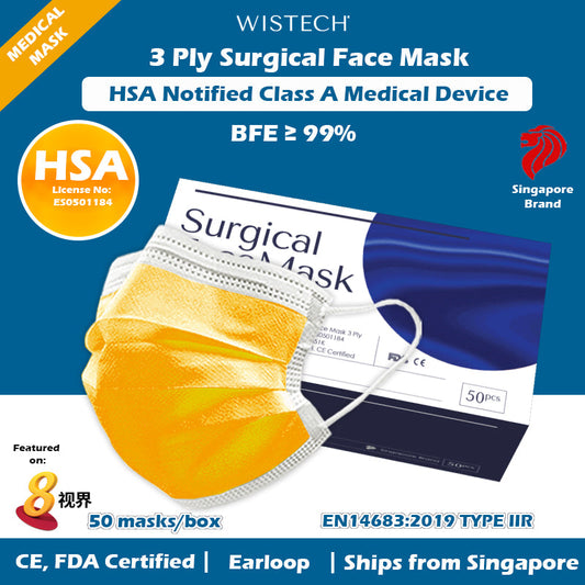 Wistech 3-Ply Surgical Face Mask  (Mandarin Orange)