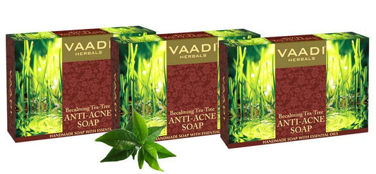 Organic Becalming Tea Tree Soap with Clove Oil - Anti Acne Therapy - Removes Impurities ( 3 x 75 gms/ 2.7 oz)